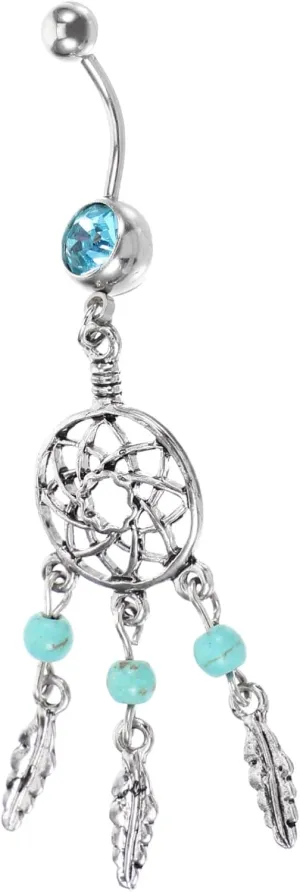 Shiny Belly Button Ring Gold Plated Navel Piercing Dream Catcher Belly Ring Fashion Jewelry