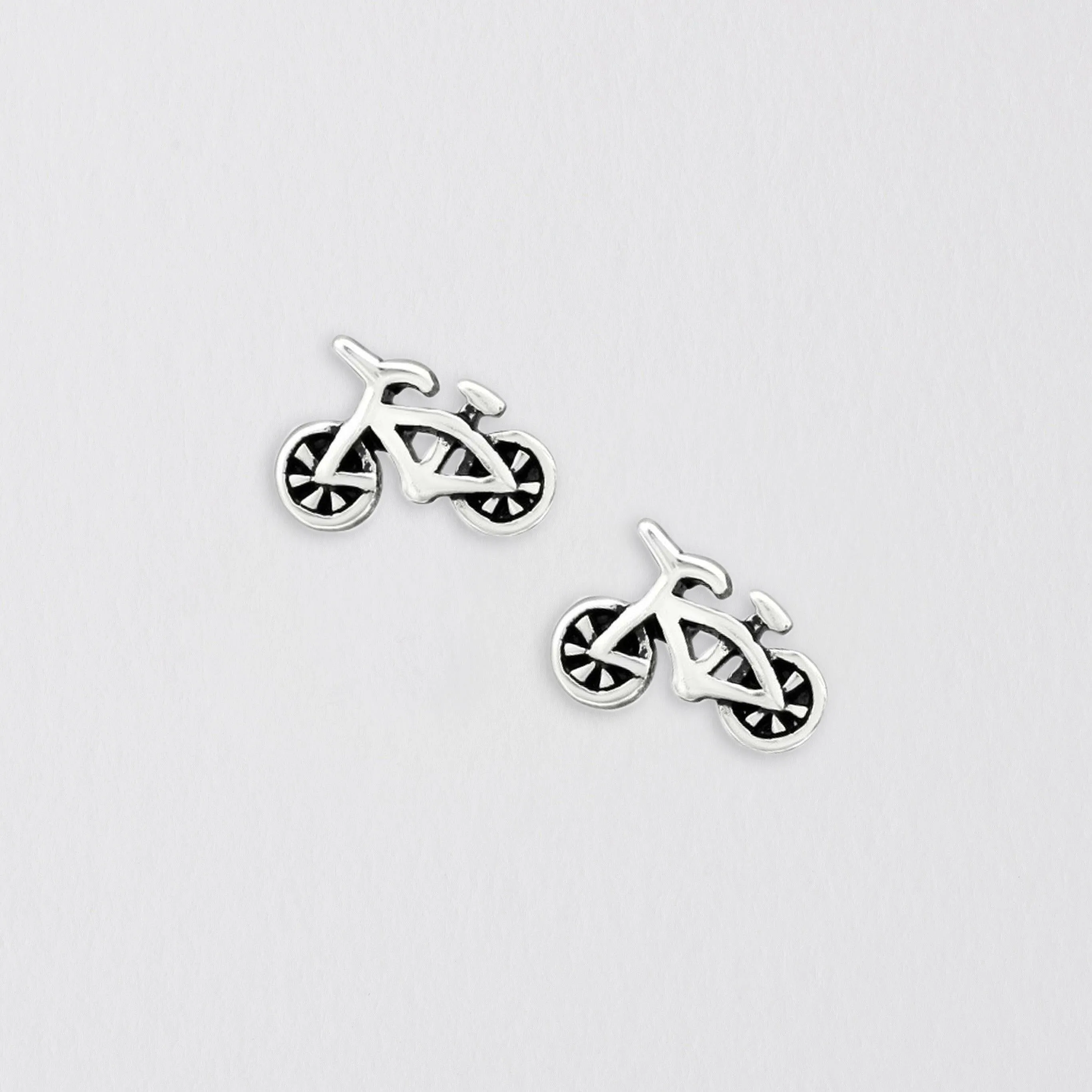 Silver Bicycle Ear Studs - Elegant Cycling Jewelry