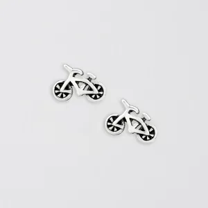 Silver Bicycle Ear Studs - Elegant Cycling Jewelry