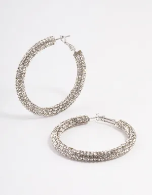 Silver Crust Hoop Earrings