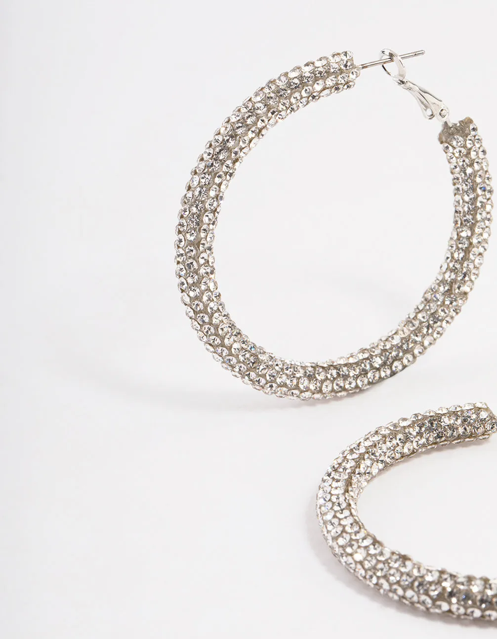 Silver Crust Hoop Earrings