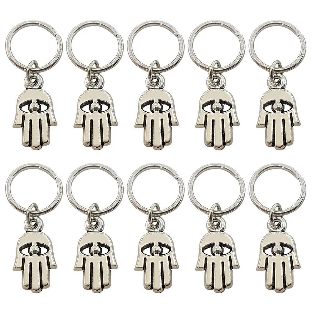 Silver Hamsa Hand Hair Rings