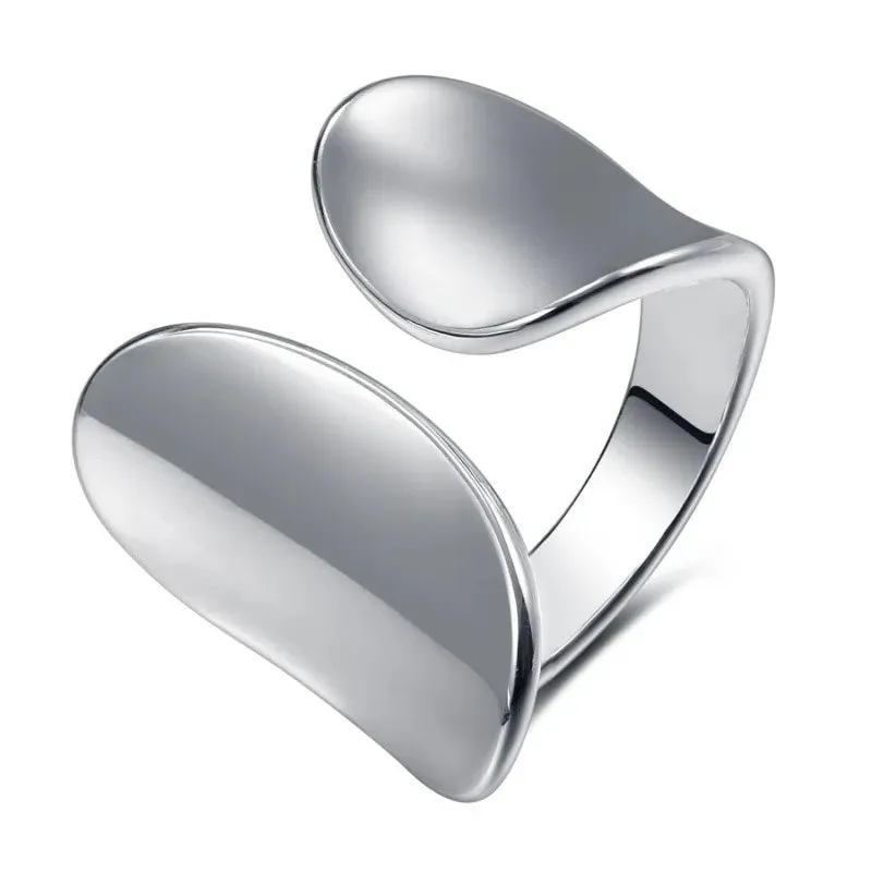 Silver Simple Punk Hollow Rings For Women Geometric Fashion Open Adjustable Handmade Party Jewelry Gift Allergy Engagement ring