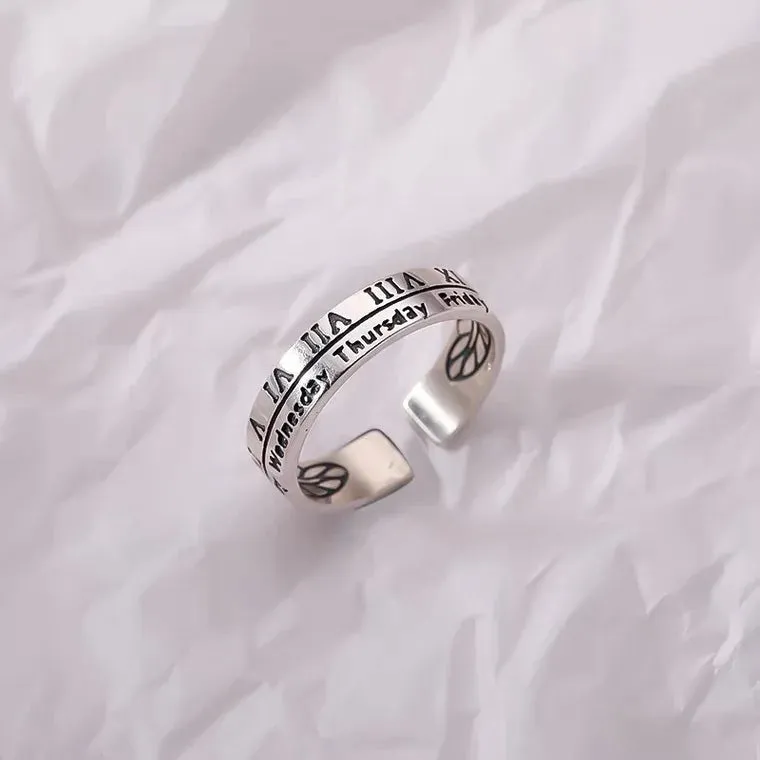 Silver Simple Punk Hollow Rings For Women Geometric Fashion Open Adjustable Handmade Party Jewelry Gift Allergy Engagement ring