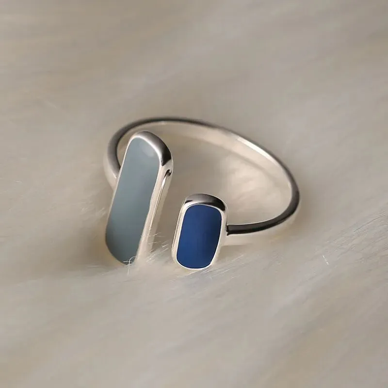 Silver Simple Punk Hollow Rings For Women Geometric Fashion Open Adjustable Handmade Party Jewelry Gift Allergy Engagement ring