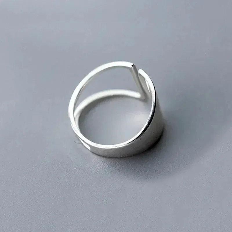 Silver Simple Punk Hollow Rings For Women Geometric Fashion Open Adjustable Handmade Party Jewelry Gift Allergy Engagement ring