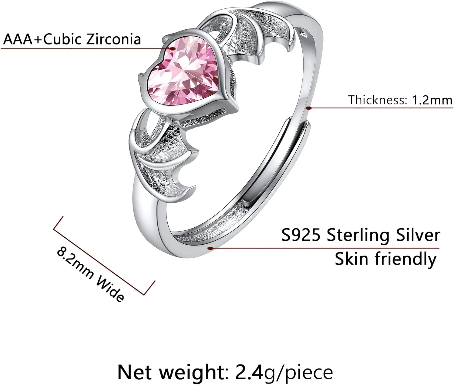 SILVERCUTE Wedding Band Rings S925 Sterling Silver Platinum Plated/18K Gold Plated Tarnish Resistant Open Ring,Birthstone Cubic Zirconia Fine Rings
