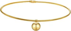 Simple Stainless Steel Torques Choker Necklace For Women, Gold Plated Ball Collar, Fashion Statement Jewelry PTPNU03357