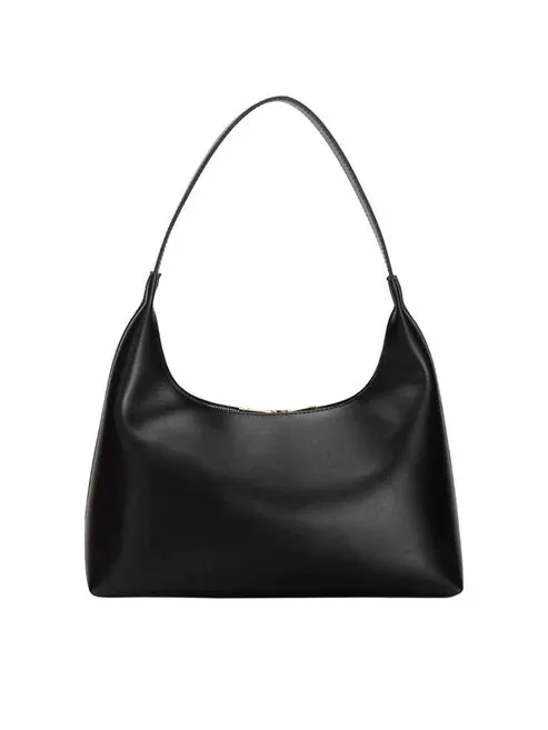 Single Strap A-Line Curved Top Shoulder - Black