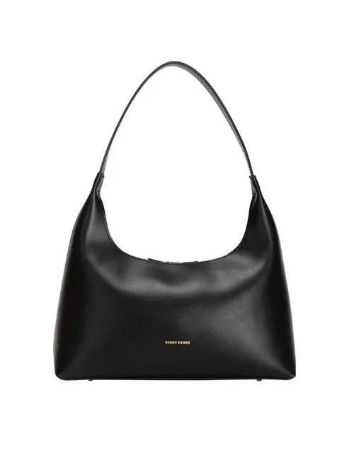 Single Strap A-Line Curved Top Shoulder - Black