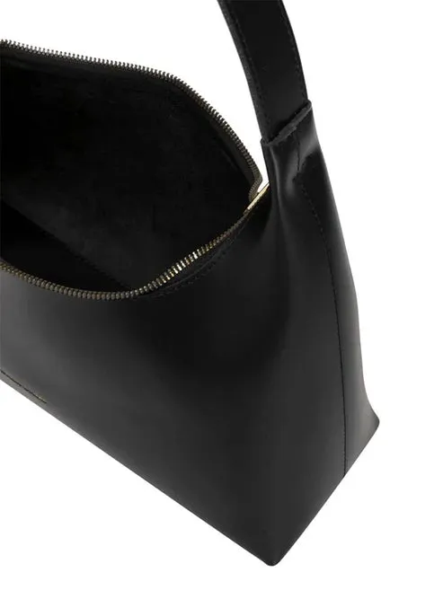 Single Strap A-Line Curved Top Shoulder - Black