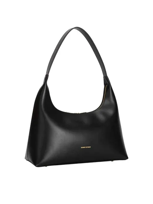 Single Strap A-Line Curved Top Shoulder - Black