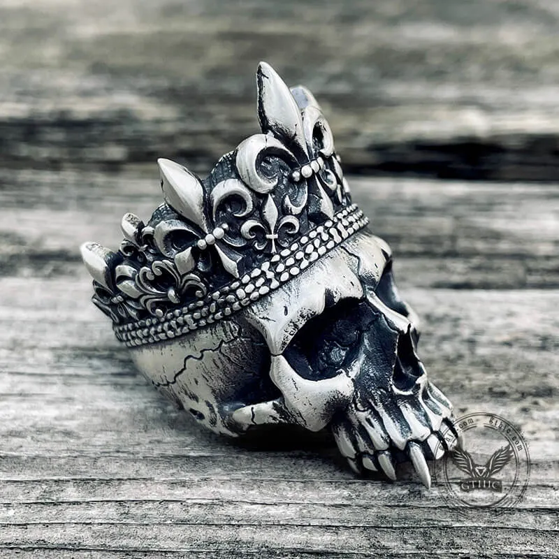 Skeleton King Crown Sterling Silver Skull Ring
