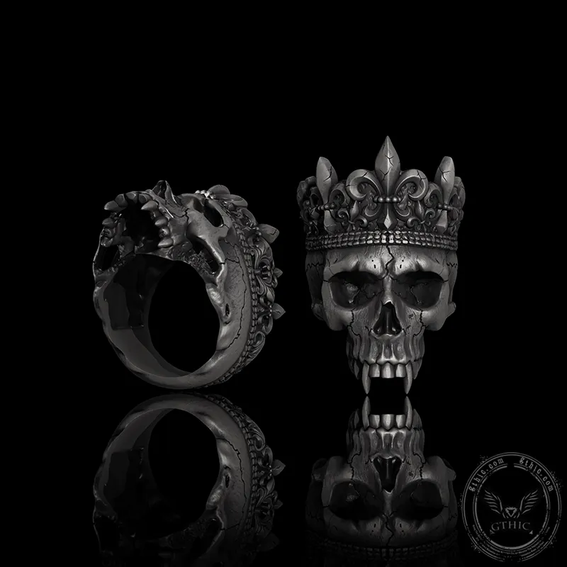 Skeleton King Crown Sterling Silver Skull Ring