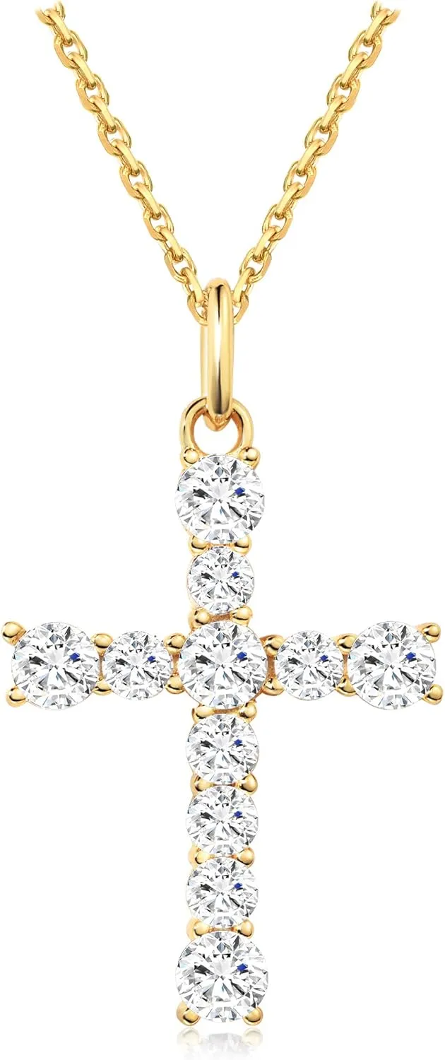 S.Leaf Cross Necklace for Women Gold Diamond Cross Necklaces for Women Sterling Silver Cross Pendant Necklaces for Women Birthday Anniversary
