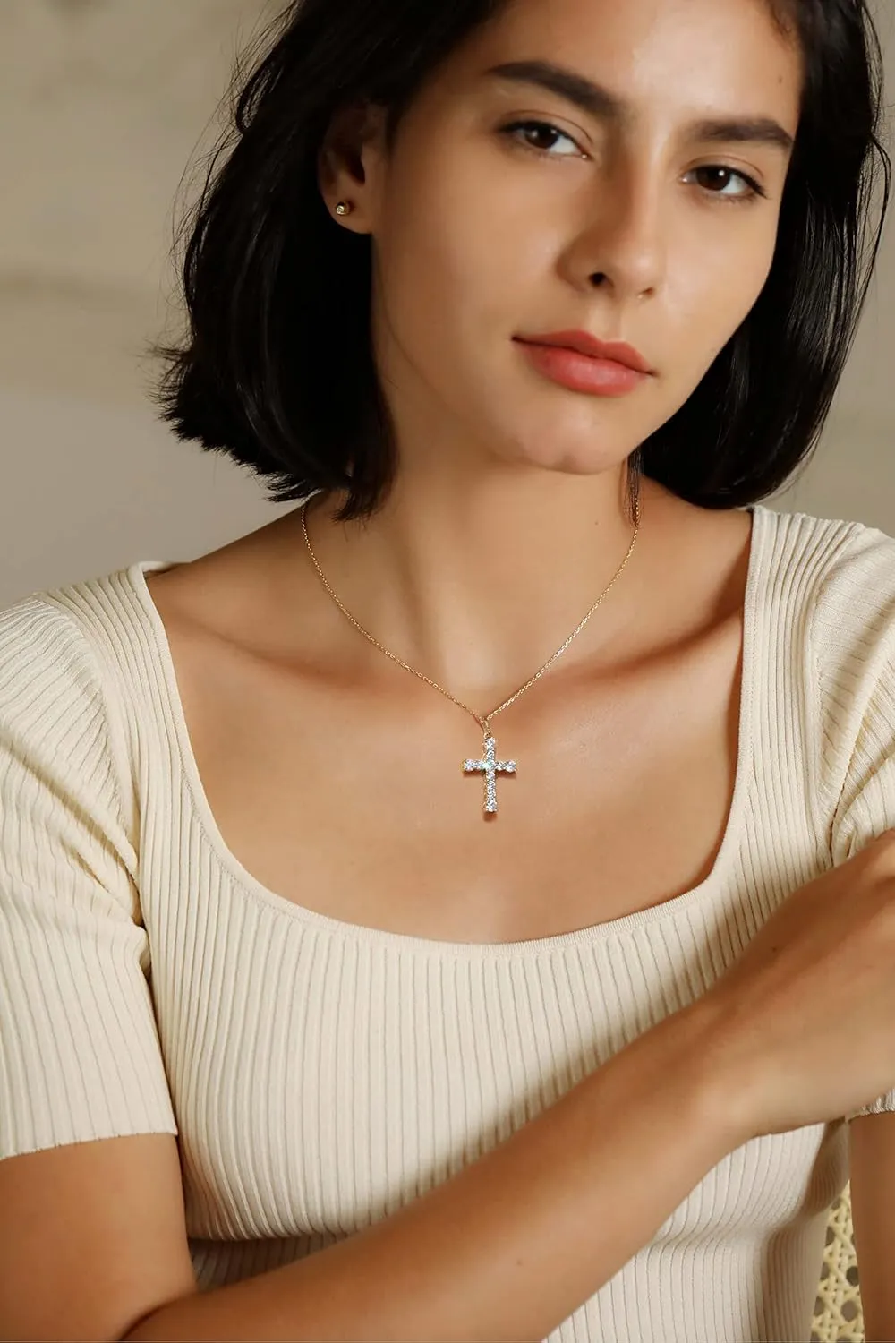 S.Leaf Cross Necklace for Women Gold Diamond Cross Necklaces for Women Sterling Silver Cross Pendant Necklaces for Women Birthday Anniversary