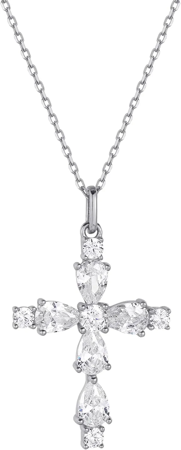 S.Leaf Cross Necklace for Women Gold Diamond Cross Necklaces for Women Sterling Silver Cross Pendant Necklaces for Women Birthday Anniversary