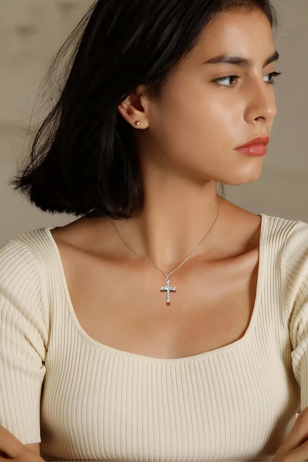 S.Leaf Cross Necklace for Women Gold Diamond Cross Necklaces for Women Sterling Silver Cross Pendant Necklaces for Women Birthday Anniversary