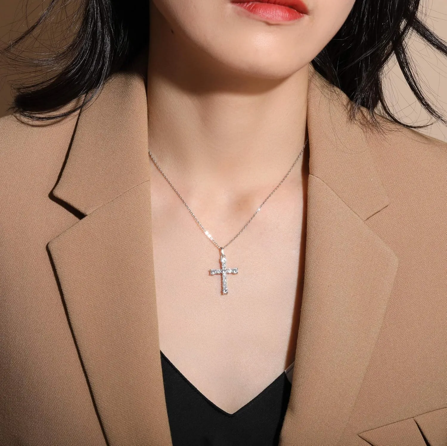 S.Leaf Cross Necklace for Women Gold Diamond Cross Necklaces for Women Sterling Silver Cross Pendant Necklaces for Women Birthday Anniversary