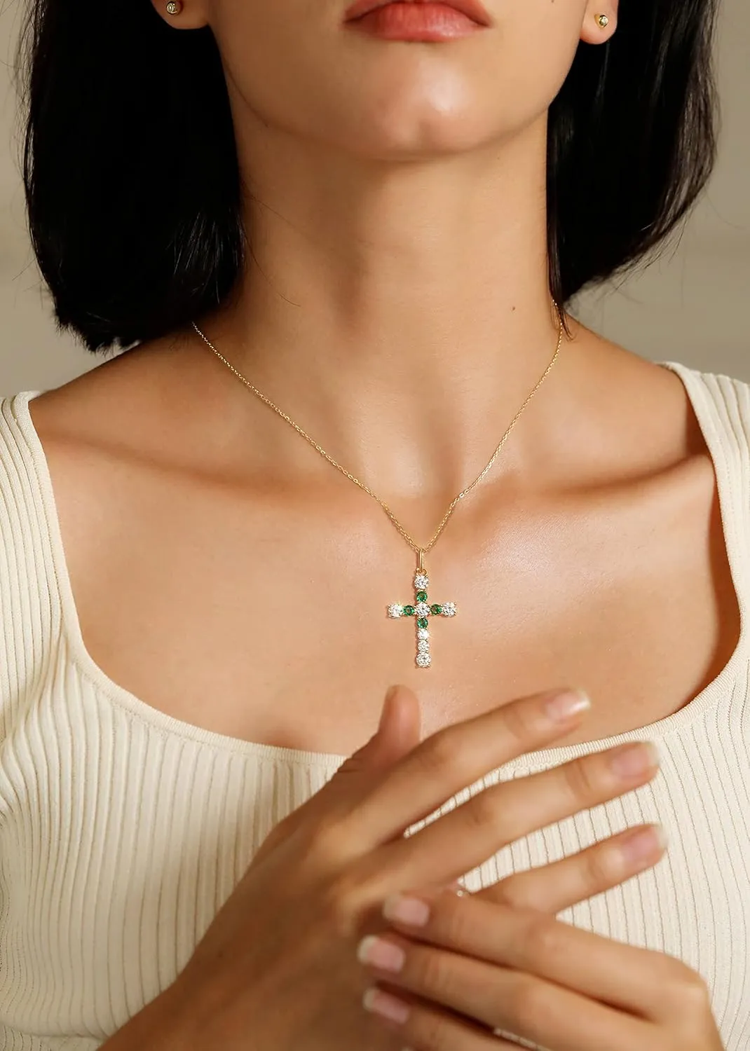 S.Leaf Cross Necklace for Women Gold Diamond Cross Necklaces for Women Sterling Silver Cross Pendant Necklaces for Women Birthday Anniversary