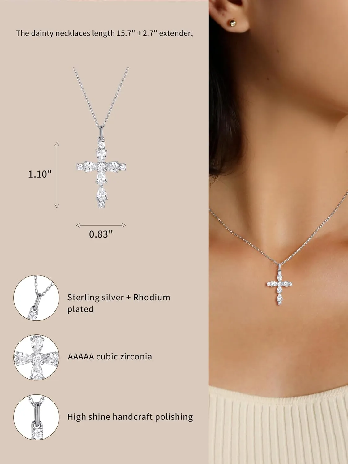 S.Leaf Cross Necklace for Women Gold Diamond Cross Necklaces for Women Sterling Silver Cross Pendant Necklaces for Women Birthday Anniversary