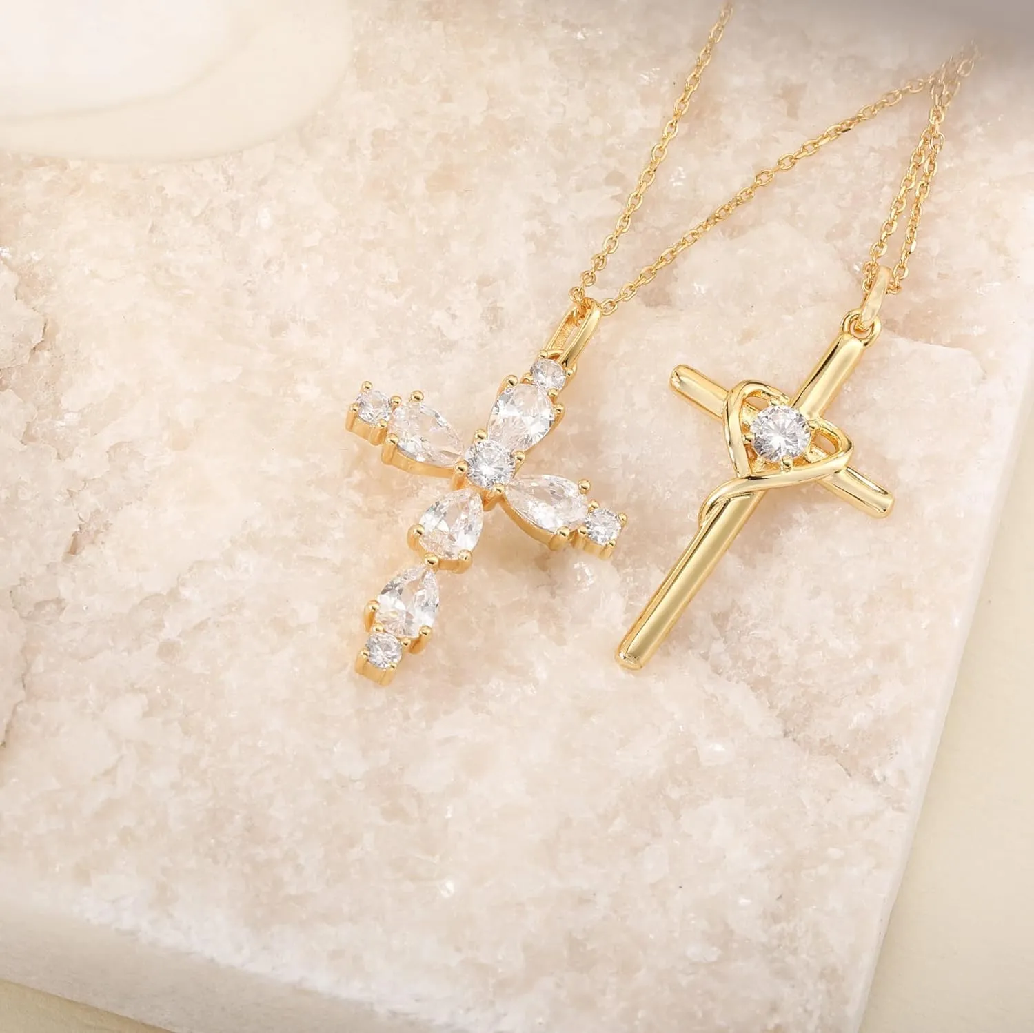 S.Leaf Cross Necklace for Women Gold Diamond Cross Necklaces for Women Sterling Silver Cross Pendant Necklaces for Women Birthday Anniversary