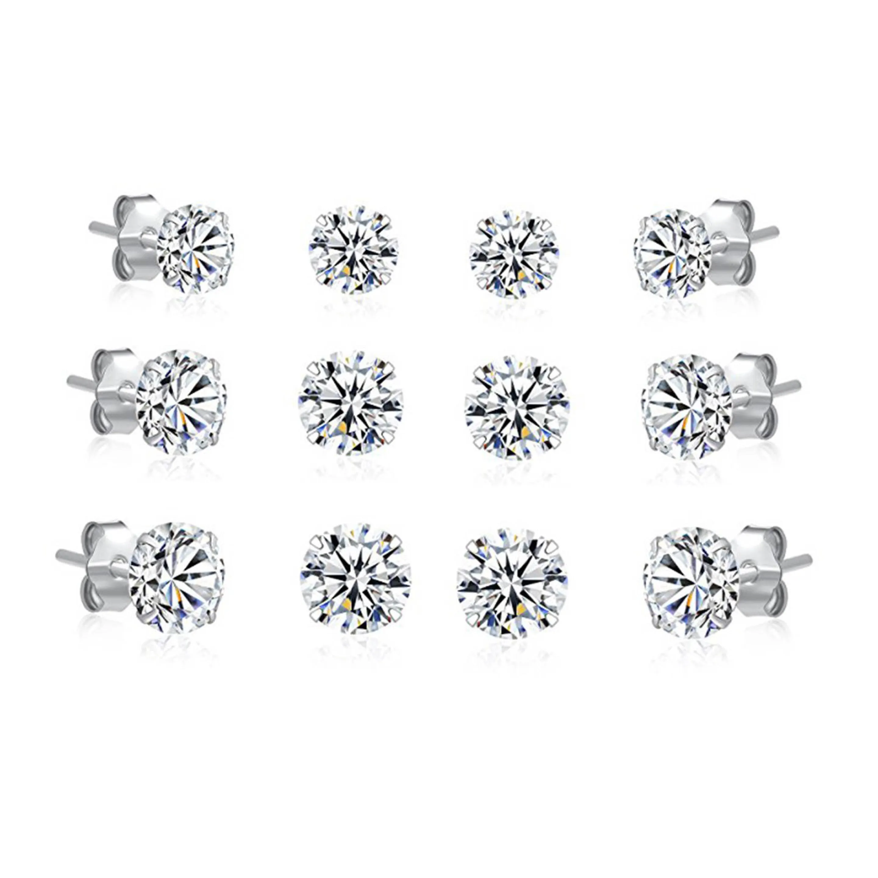 Sleek 925 Silver Solitaire Studs