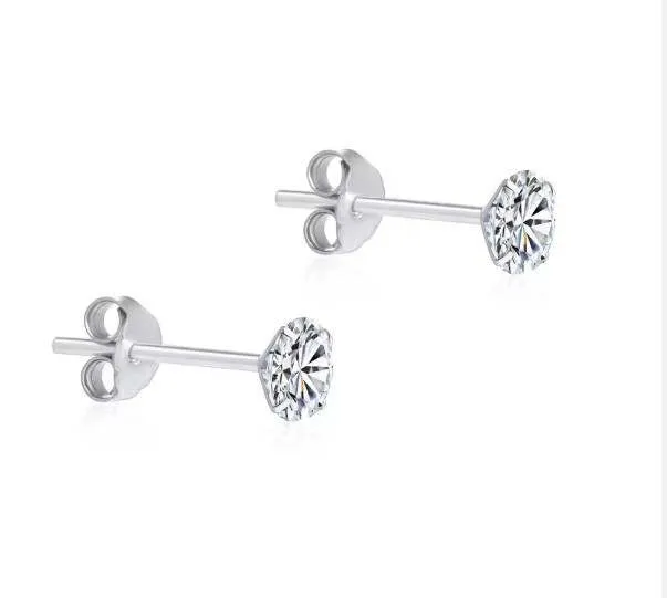 Sleek 925 Silver Solitaire Studs