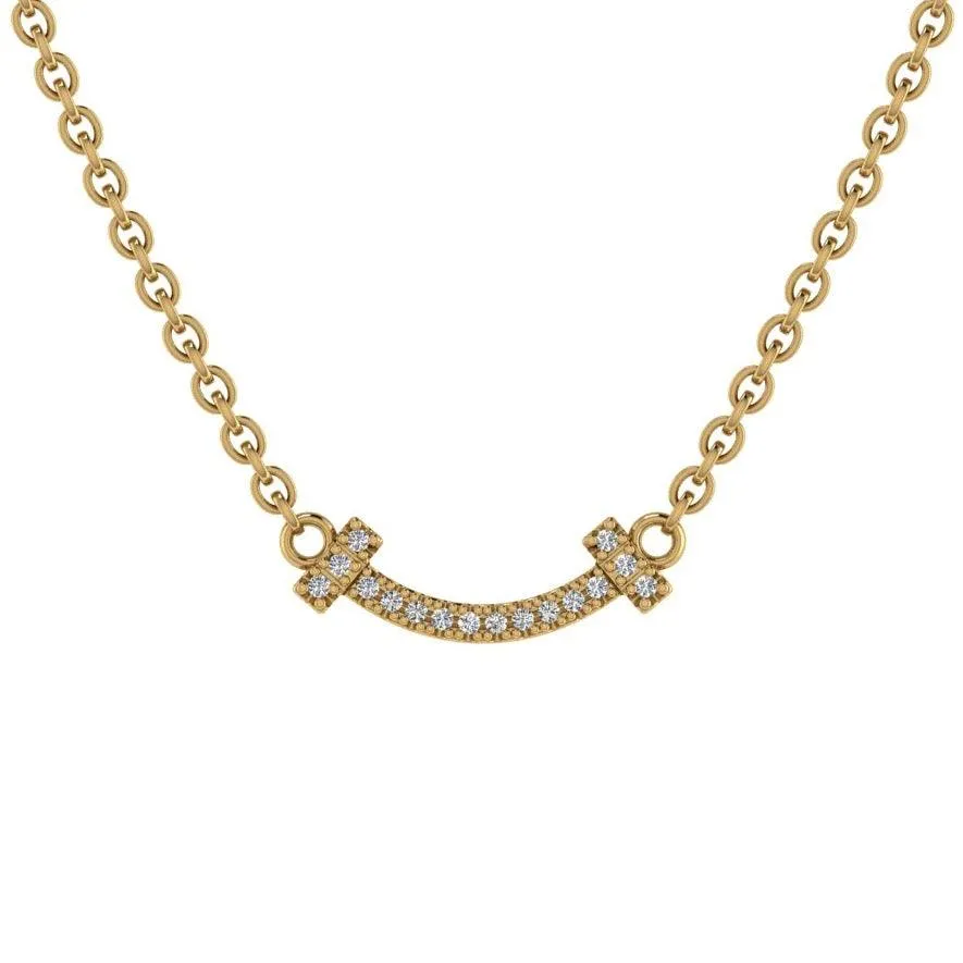 Smile Bar Diamond Necklace 14K Gold