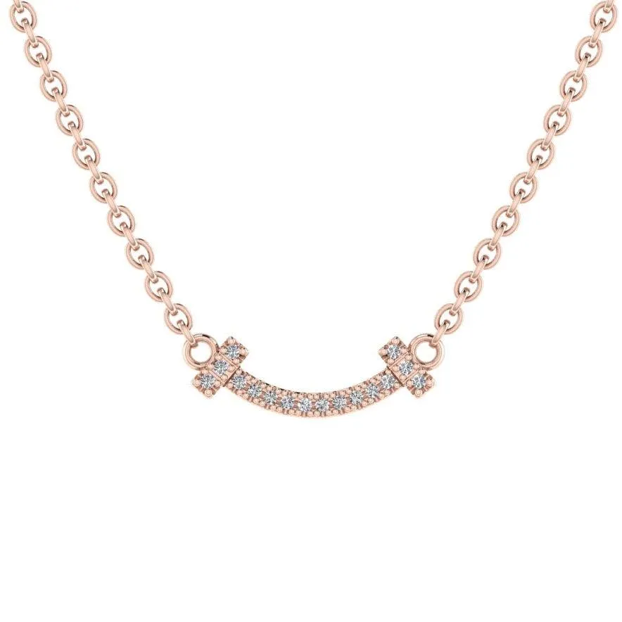 Smile Bar Diamond Necklace 14K Gold