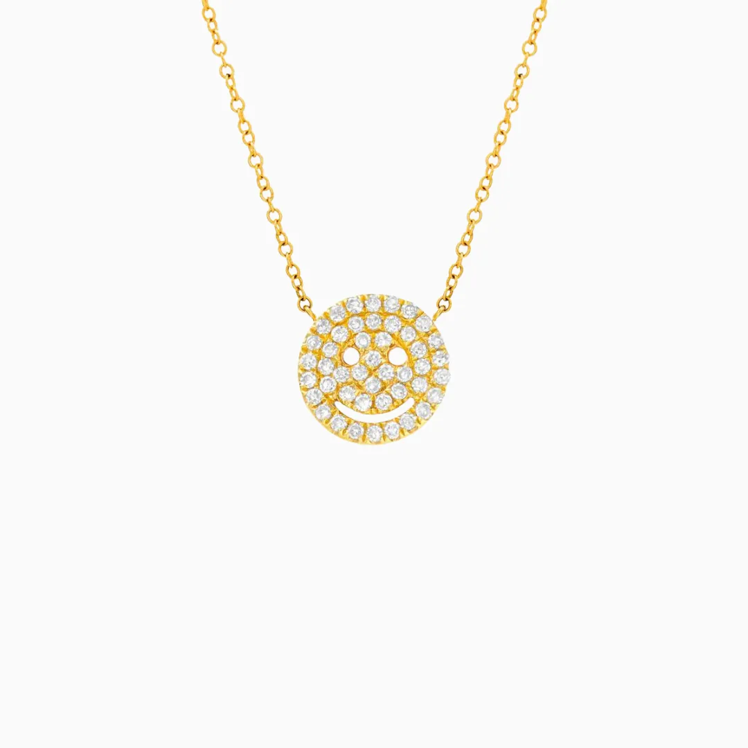Smiley Face Pave Necklace