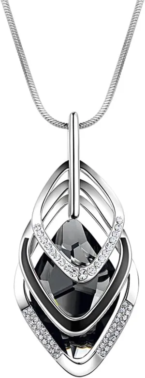 Solid Long Sweater Necklaces for Women Elegant Triple Stack Cubic Zirconia Pendant Rhombic Rhinestone Pendant Y Necklaces Fashion Jewelry??