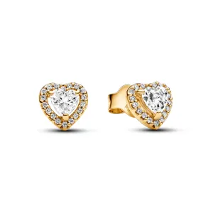 Sparkling Elevated Heart Stud Earrings