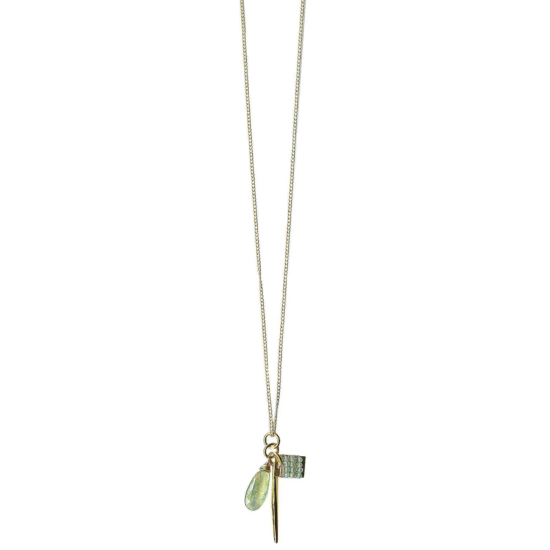 Spikes Necklace 5015 with Apatite and Green Kyanite by Michelle Pressler Jewelry