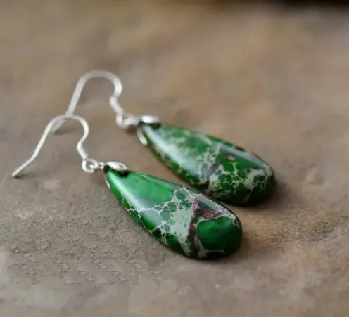Spirit of Tibet: Jasper Stone Dangle Earrings