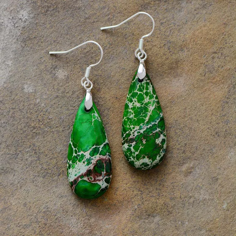 Spirit of Tibet: Jasper Stone Dangle Earrings