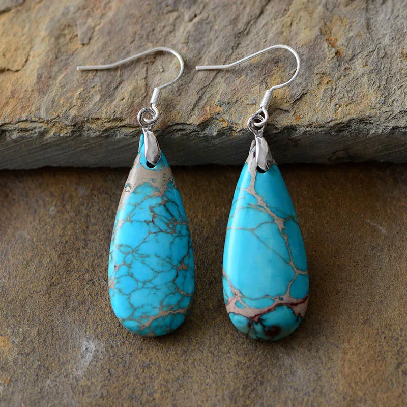 Spirit of Tibet: Jasper Stone Dangle Earrings