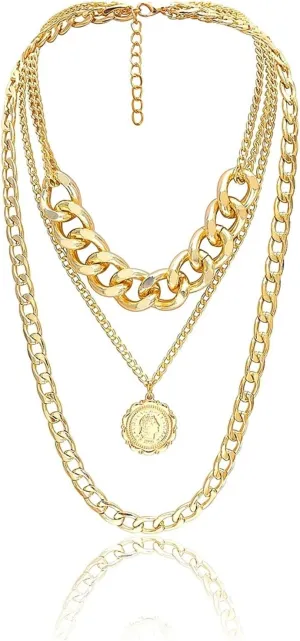 Stacked Layered Necklaces, Pendant Necklace Pendant Necklaces Lobster Claw Alloy Queen Pendant Multilayer Chain Design Birthday WomenS Jewelry