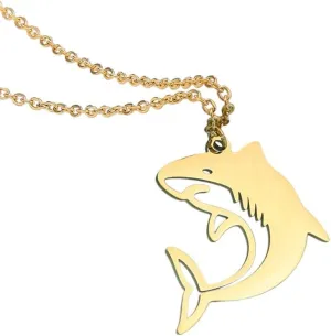 Stainless Steel For Women Big Shark Necklace Gold Color Shark Pendant Choker Collar Wedding Party Jewelry Gift PTPNU03150