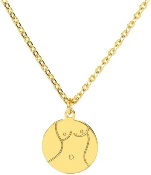 Stainless Steel Gold Color Disc Charms Women Boobs Necklaces For Women Body Shape Funny Jewelry Collier Femme DANS04896
