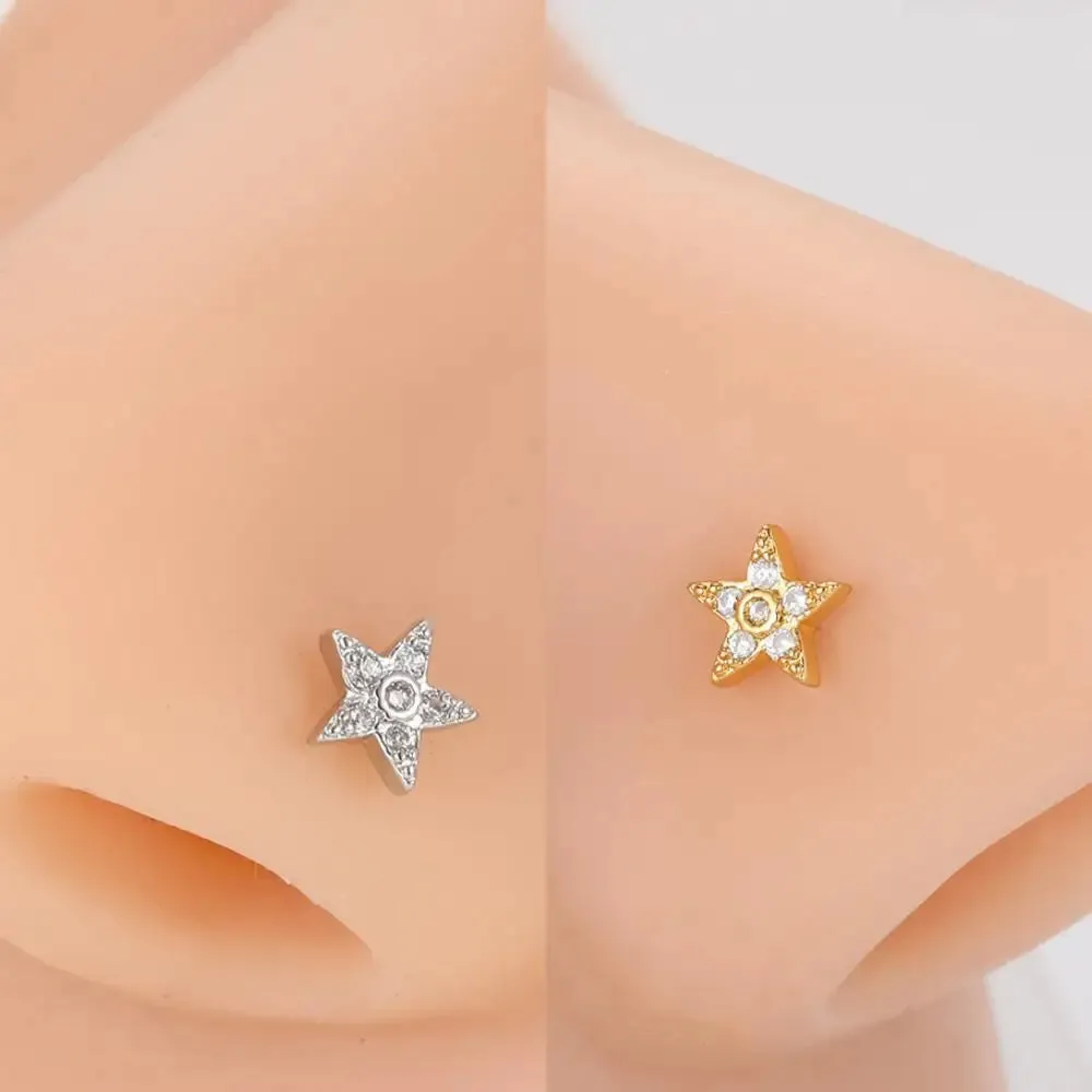 Stainless Steel Zircon Nose Rings
