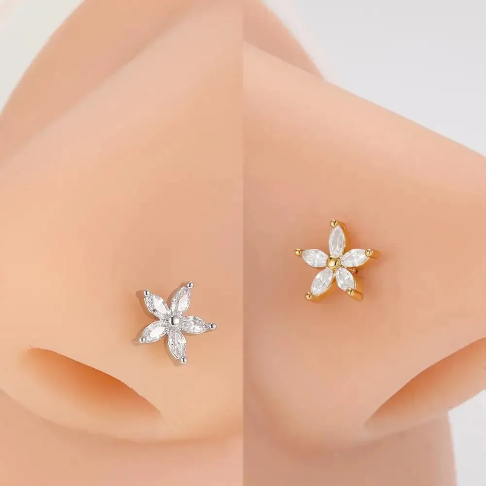 Stainless Steel Zircon Nose Rings