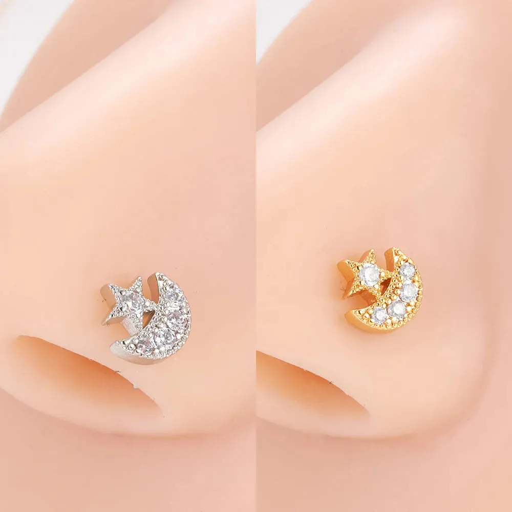 Stainless Steel Zircon Nose Rings
