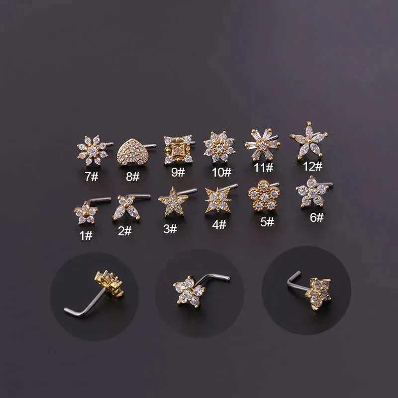 Stainless Steel Zircon Nose Rings