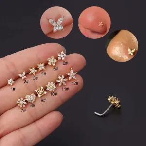 Stainless Steel Zircon Nose Rings