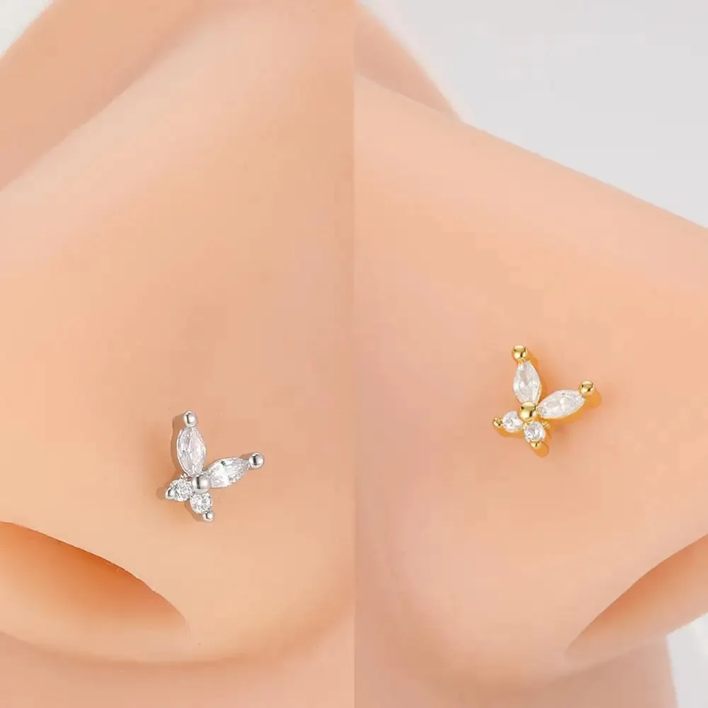 Stainless Steel Zircon Nose Rings