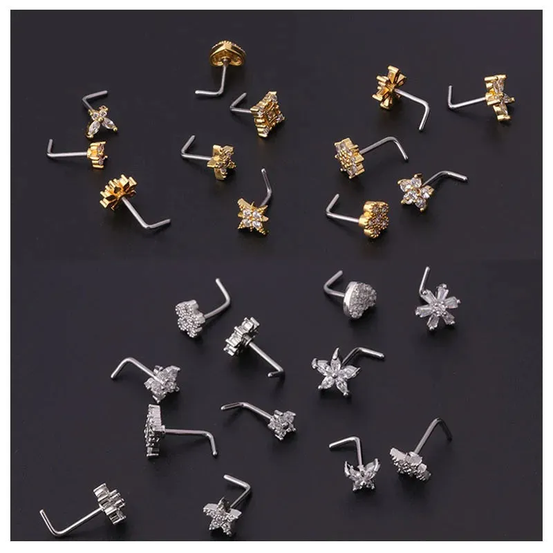 Stainless Steel Zircon Nose Rings