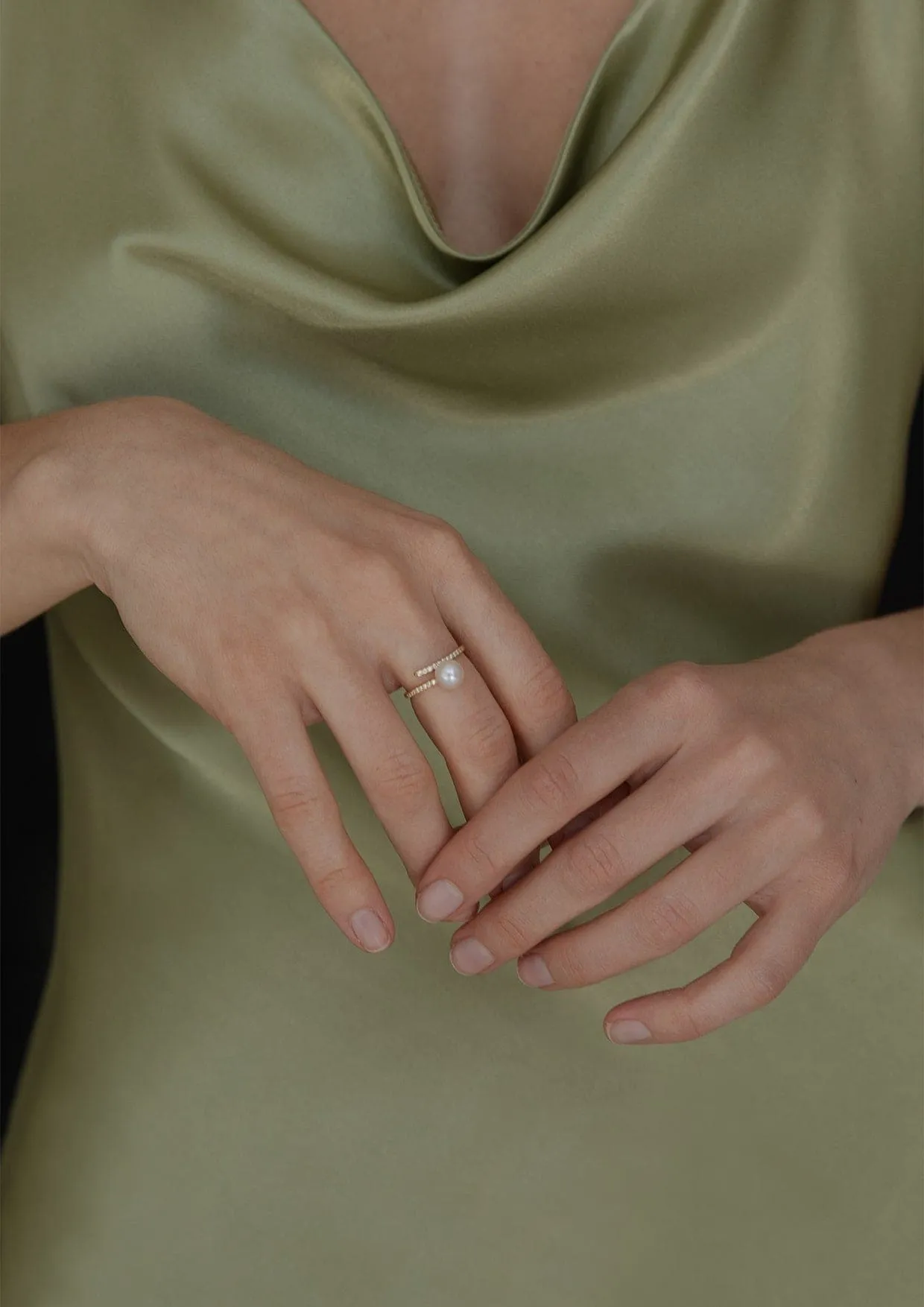 Star Dust Pearl Diamond Gold Ring