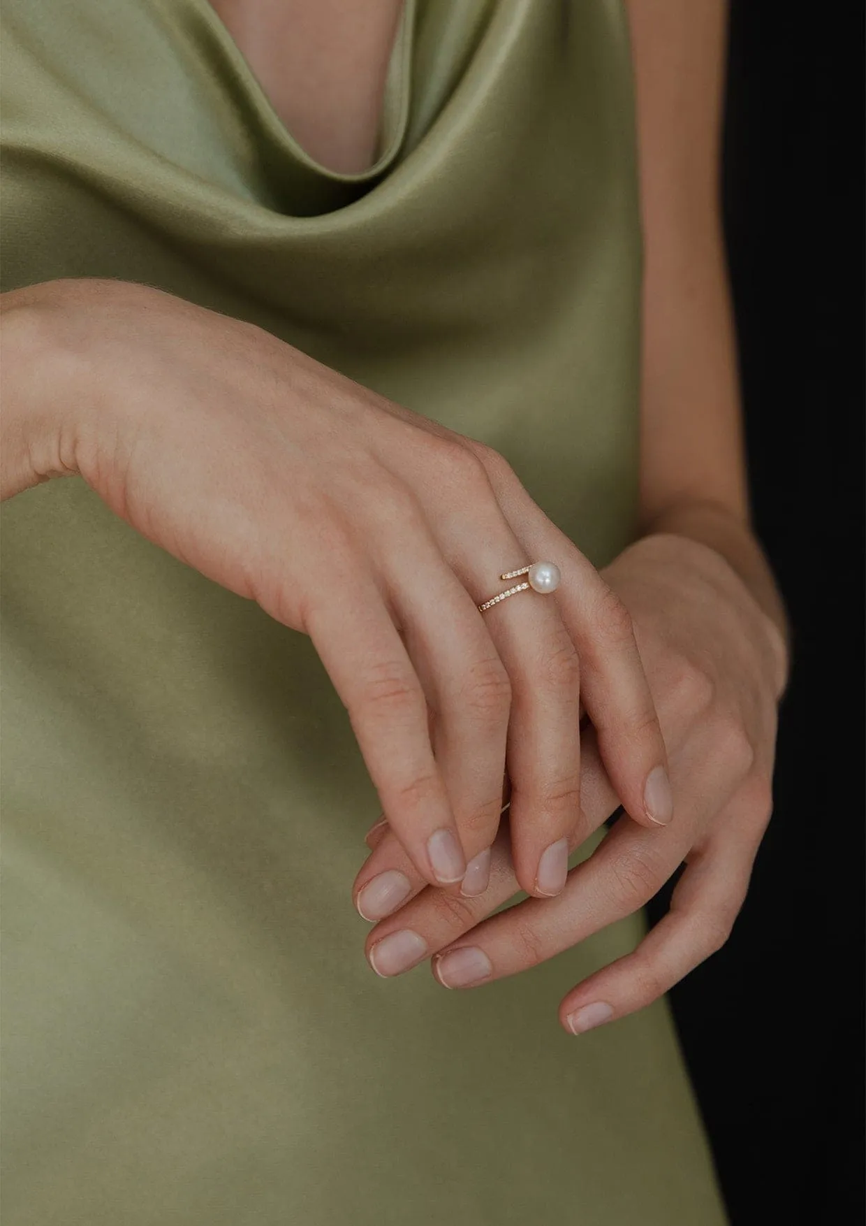 Star Dust Pearl Diamond Gold Ring