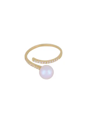Star Dust Pearl Diamond Gold Ring